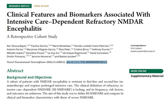 Janvier 2026: Article - Clinical Features and Biomarkers...